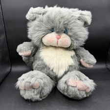 Vintage White Persian Plush Cat with Red Nose and Heart Ribbon — listing 2
