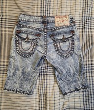 True Religion Rocco Super T Acid Wash Denim Shorts — listing 3