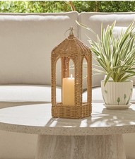 Set of 2 Woven Rattan Lantern Baskets with Open Flared Design — listing 2