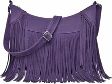 Vintage Tan Suede Leather Crossbody Flap Bag with Diagonal Ribbed Front and Tab Closure — listing 5