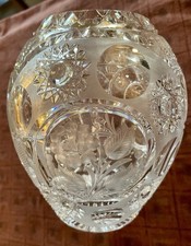 American Brilliant Period Cut Crystal Small Vase, Clear, Pinwheel & Hobstar Pattern, 5" x 4" — listing 2