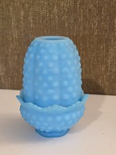 Green Hobnail Glass Two-Piece Fairy Lamp (Domed Shade + Ruffled Base) — listing 3