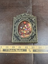 Set of 3 Ornate Italian Brass Rococo Frames with Silk Portrait Prints (Marie Antoinette Style)
