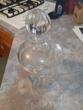 Vintage Blown Glass Decanter Stopper with Wheel-Cut Floral Etching, Mushroom Form
