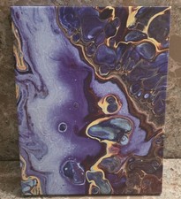 Original Abstract Acrylic Pour Painting on Canvas, Purple Gold Turquoise Red, 8x10 in by Dawn Johnecheck — listing 4