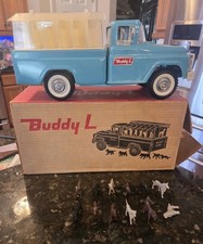 Vintage 1930s-1940s Pressed Steel Delivery/Box Truck with Rear Doors, Green, ~18" — listing 5
