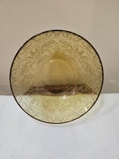 Vintage Yellow Uranium/Vaseline Depression Glass 3-Section Divided Grill Plate, 10 inch, Cameo/Etched Pattern