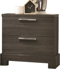 Modern Gray Oak Laminate 1-Drawer Nightstand with Open Shelf (Set of 2) — listing 4