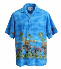 KY's Made in Hawaii Motorcycle Chopper Palm Tree Hawaiian Aloha Shirt, Size XL — listing 6