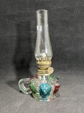 Vintage Pressed Glass Finger Oil Lamp with Hurricane Chimney — listing 5