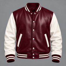 Black Wool Body Leather Sleeve Varsity Letterman Jacket with Novelty Patches, Size 2XL