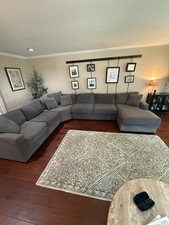 Two-Tone Chenille and Faux Leather Sectional Sofa with Chaise — listing 2