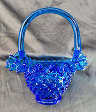 Vintage Clear Pressed Glass 6-Inch Hobnail Ruffled Bowl with Fan Rim — listing 3