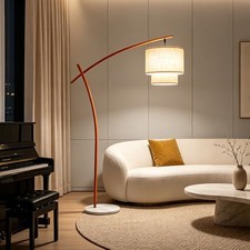 Modern Arc Floor Lamp with Geometric Wire Cage Shade and Round Weighted Base, listing 6