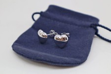 Vintage Puffed Heart Dangle Earrings with Etched Floral Scroll Design 925 or Sterling stamped