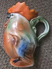 Vintage Hand-Painted Ceramic Relief Pitcher with Figural Boy & Grapevine Motif, Signed 'Bev 1971' — listing 5