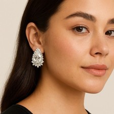 Vintage Rhinestone Marquise Cluster Clip-On Earrings — listing 5