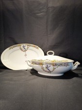 Vintage Bavarian Porcelain Bird of Paradise Dinnerware Set (Serving Platter Shown, Multi-Piece Service)