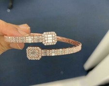 Silver-Tone Open Cuff Bracelet with Smoky Baguette Crystal Terminals — listing 3