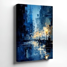 Large Contemporary Abstract Cityscape Canvas Wall Art Print (Golden Lights / Grand Interior) — listing 3