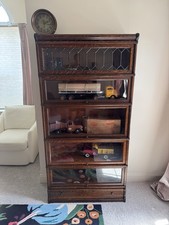 Vintage Oak Bookshelf with Bottom Drawer, Tall Narrow 5-Shelf Bookcase — listing 3