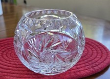 Cut Crystal Rose Bowl Vase with Pinwheel and Fan Motif — listing 2