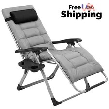 Zero Gravity Folding Lounge Chair with Headrest Pillow, Black Textilene Mesh — listing 6