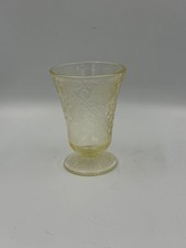 Yellow Depression Glass Square Luncheon Plate with Floral/Scroll Rim Pattern, listing 3