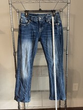 Miss Me Women's Bootcut Jeans with Rhinestone Fleur-de-Lis Cross Embellished Pockets, Size 30 — listing 6
