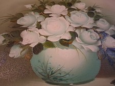 Framed Still Life Painting of Roses in a Blue Vase (photographed from a screen) — listing 4