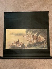 Vintage Chinese Silk Painting of Magpies and Plum Blossoms, Framed with Brocade Border — listing 2