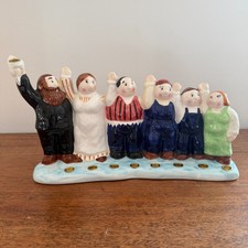 Ceramic Hanukkah Menorah (9-Branch Hanukkiah) with White & Blue Glaze — listing 3