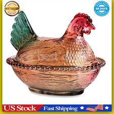 Vintage Frosted Glass Hen on Nest Covered Candy Dish, 7in