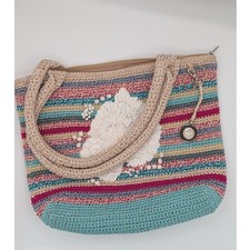 Boho Floral Fabric Tote Bag with Leather Handles and Trim Yes - designer/known brand tag