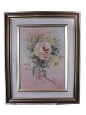 Vintage Floral Still Life Oil Painting in Carved Wood Frame