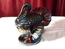 Amber Carnival Glass Turkey Covered Candy/Nut Dish — listing 6