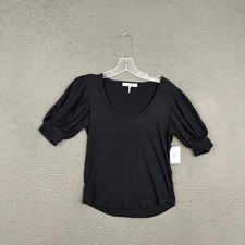FRAME Puff-Sleeve Crewneck Sweater in Chambray Heather, Size S, NWT