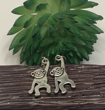 Nazca Lines Spiral Monkey Silver-Tone Dangle Earrings — listing 3