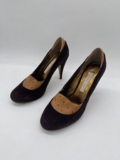 Vintage Ostrich-Embossed Leather Pointed-Toe Stiletto Heel Boots, Tan/Cream — listing 6