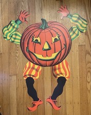Vintage Embossed Die Cut Cardboard Jack-O-Lantern Pumpkin Halloween Decoration, Made in USA, 12 inch, listing 5