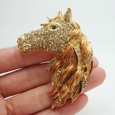 Carved Resin Horse Head Brooch Pin with Bridle Detail — listing 6