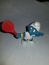 Vintage Schleich Peyo Smurf Tennis Player Figurines - Smurfette and Smurf with Rackets (Pair) — listing 6