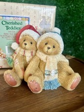 Cherished Teddies 'Jamie and Ashley - I'm All Wrapped Up In Your Love' Christmas Bear Figurine #141224, 1996