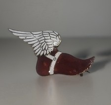 Antique 14K Gold Winged Foot (Mercury/Hermes) Double-Sided Cufflinks with Red Enamel by Robert Stoll, NY