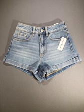 PacSun Hayden Blue High-Waisted Distressed Denim Cutoff Shorts, Size 26 — listing 2