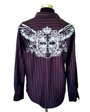 Carbon Black Men's Long-Sleeve Button-Up Shirt with Celtic Cross Applique — listing 5