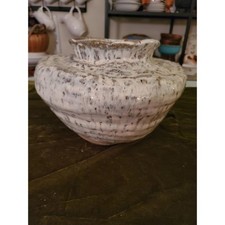 Handmade Studio Art Pottery Squat Bud Vase with Gold Leaf and Purple Swirl Glaze — listing 3