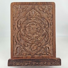 Vintage Hand-Carved Wooden Folding Book Stand / Display Easel with Floral Fretwork, listing 3