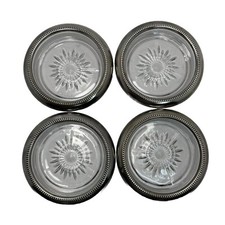 Set of 6 Silver-Plated Ornate Scroll-Engraved Coasters — listing 6