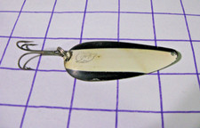 Casting/Trolling Spoon Fishing Lure - Pink & Black with Silver Glitter Stripe No markings at all — listing 6